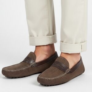 Moreschi Bahamas Nubuck Leather Driving Moccasin PERFORATO MARRONE SCURO Mens 7